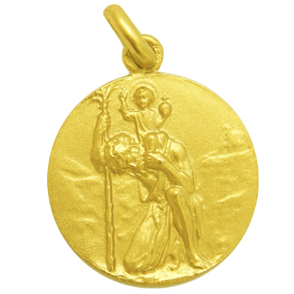 Médaille Saint Christophe en or 18 carats, 18 mm